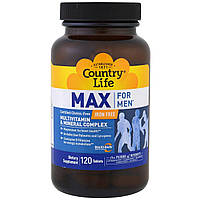 Комплекс мультивитаминов и микроэлементов для мужчин Max for Men, Country Life, 120 таблеток (без железа)