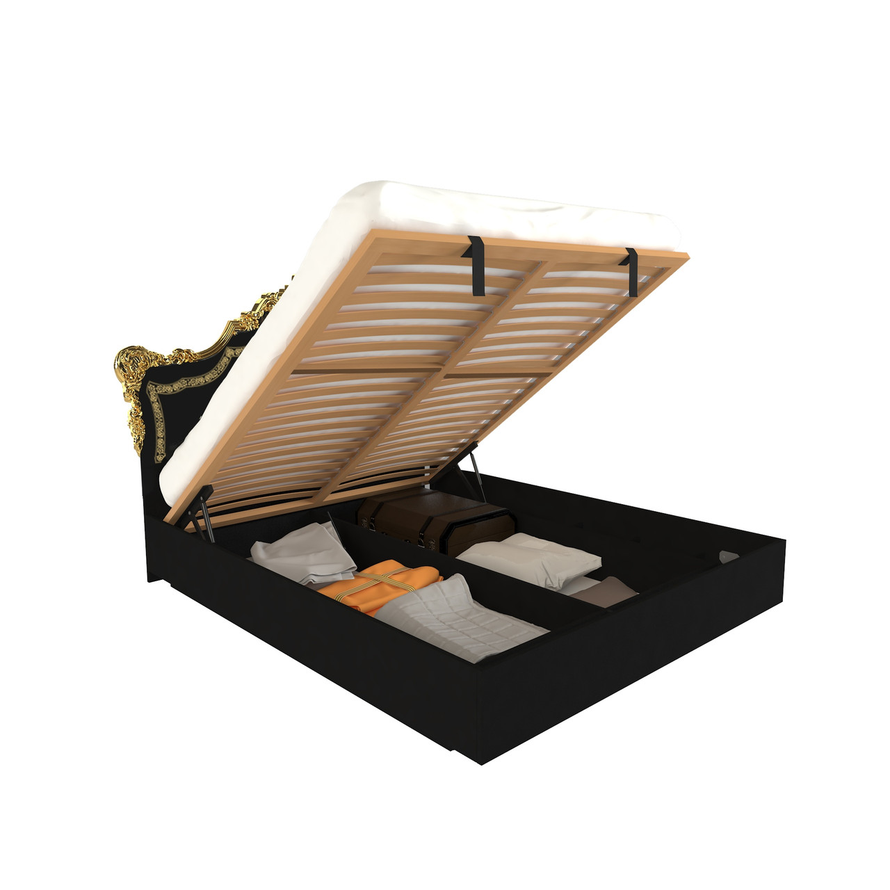 Ліжко Дженніфер 1,8х2,0 Підйомне з каркасом Чорний глянець Міро-Марк, фото 1