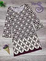 Жіноча сукня Bonprix бордового кольору з білим принтом рукав три чверті Розмір М