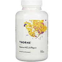 Бетаин HCL соляная кислота и пепсин Thorne Research (Betaine HCL Hydrochloric Acid Pepsin) 225 капсул