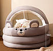 Будиночок лежанка юрта для котів собак із подушкою premium якість з іграшкою 53 см, Коричневий L, фото 2