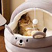 Будиночок лежанка юрта для котів собак із подушкою premium якість з іграшкою 53 см, Коричневий L, фото 5