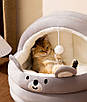 Будиночок лежанка юрта для котів собак із подушкою premium якість з іграшкою 53 см, Коричневий L, фото 3