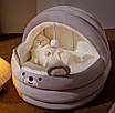 Будиночок лежанка юрта для котів собак із подушкою premium якість з іграшкою 53 см, Коричневий L, фото 4