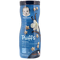 Детские пуфы от 8 месяцев ваниль Gerber (Puffed Grain Snack 8+ Months Vanilla) 42 г