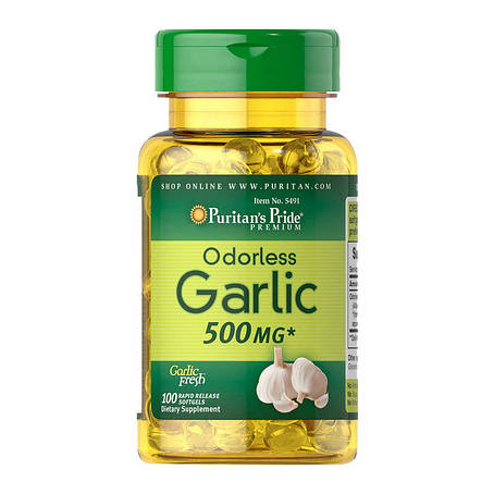 Puritan's Pride Odorless Garlic 500 mg 100 sofgels, фото 1