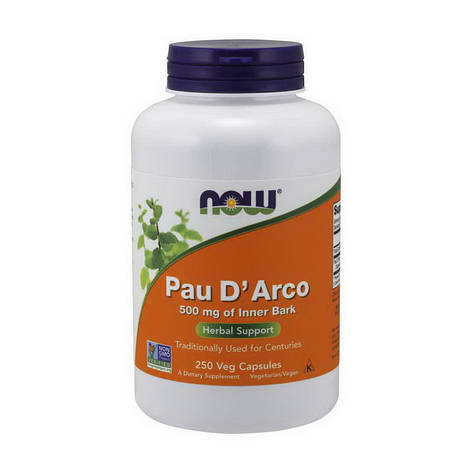 NOW Pau D'Arco 500 mg of Innewr Bark (250 veg caps), фото 1