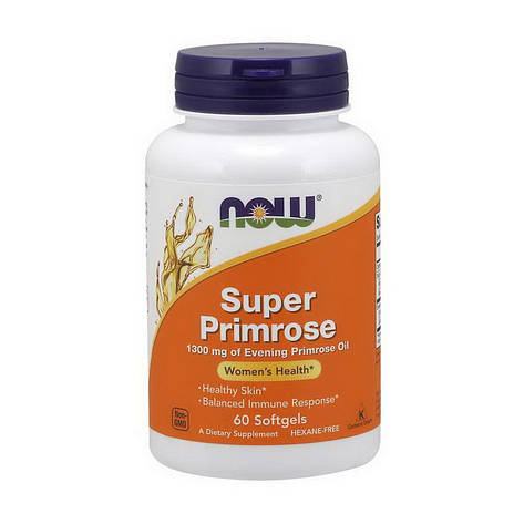 NOW Super Primrose 1300 mg of Evening Primrose Oil (60 softgels), фото 1