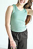 Базова майка для дівчинки на літо тканина трикотаж рубчик колір м'ята, фото 8