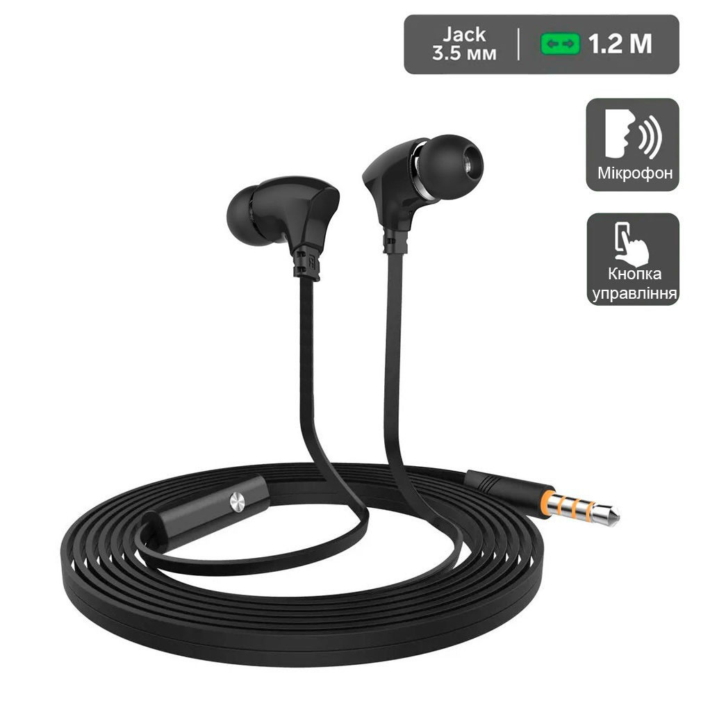 Дротові навушники з мікрофоном "Celebrat G3" Чорні, навушники вакуумні для телефону (проводные наушники)