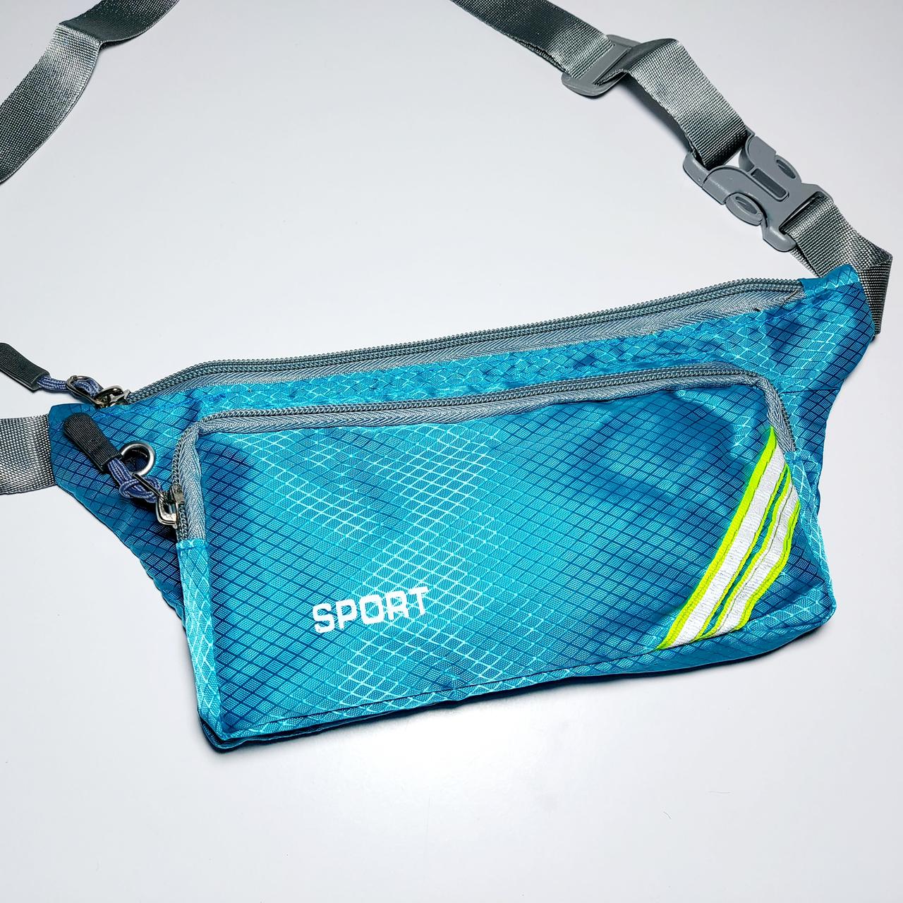Поясна плоска сумка бананка дитяча блакитна, фото 1