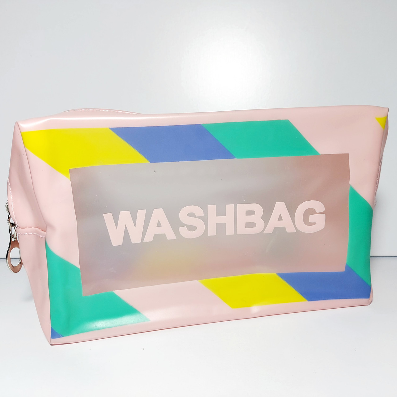 Косметичка прозора рожева washbag форма бочок, фото 1