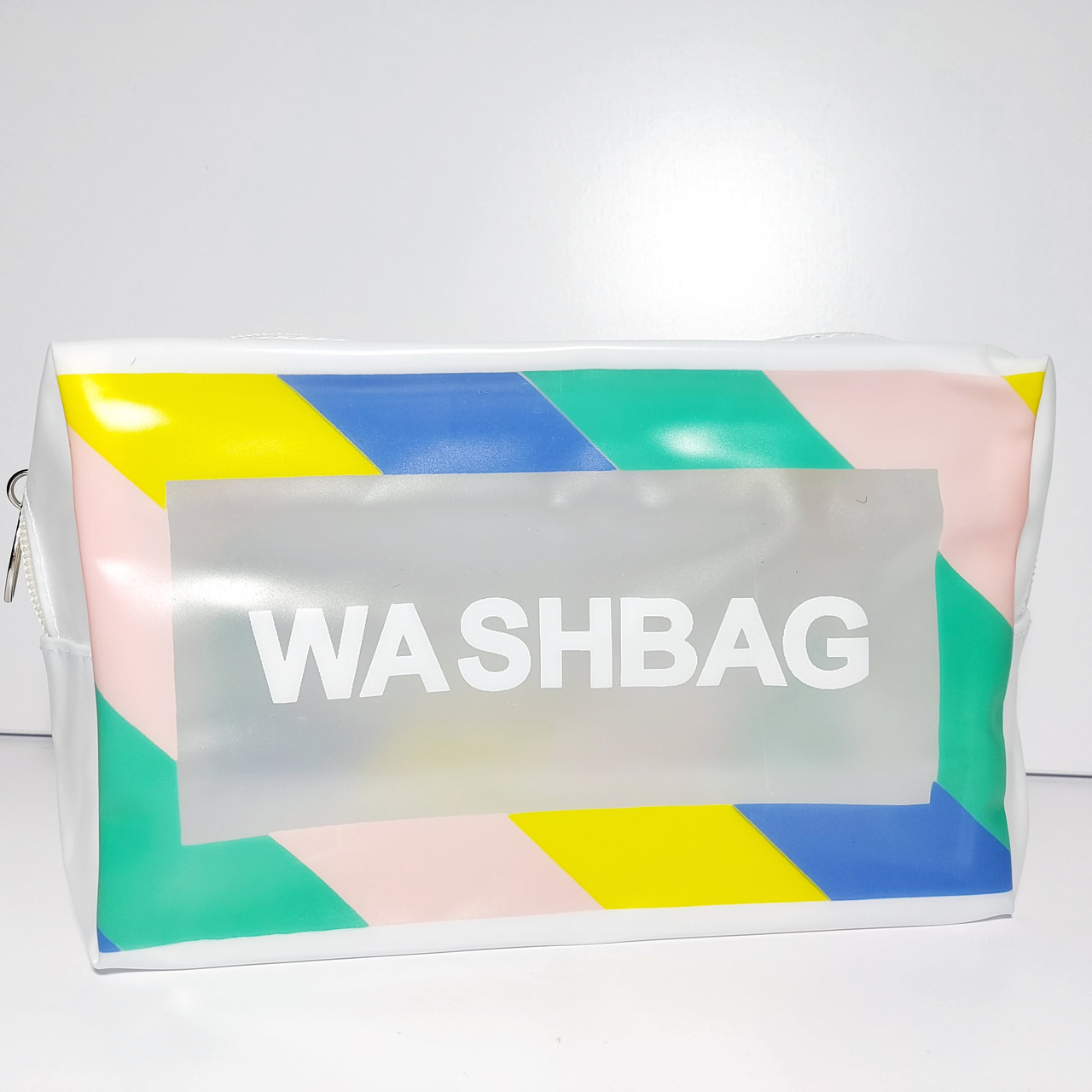 Косметичка прозора біла washbag форма бочок