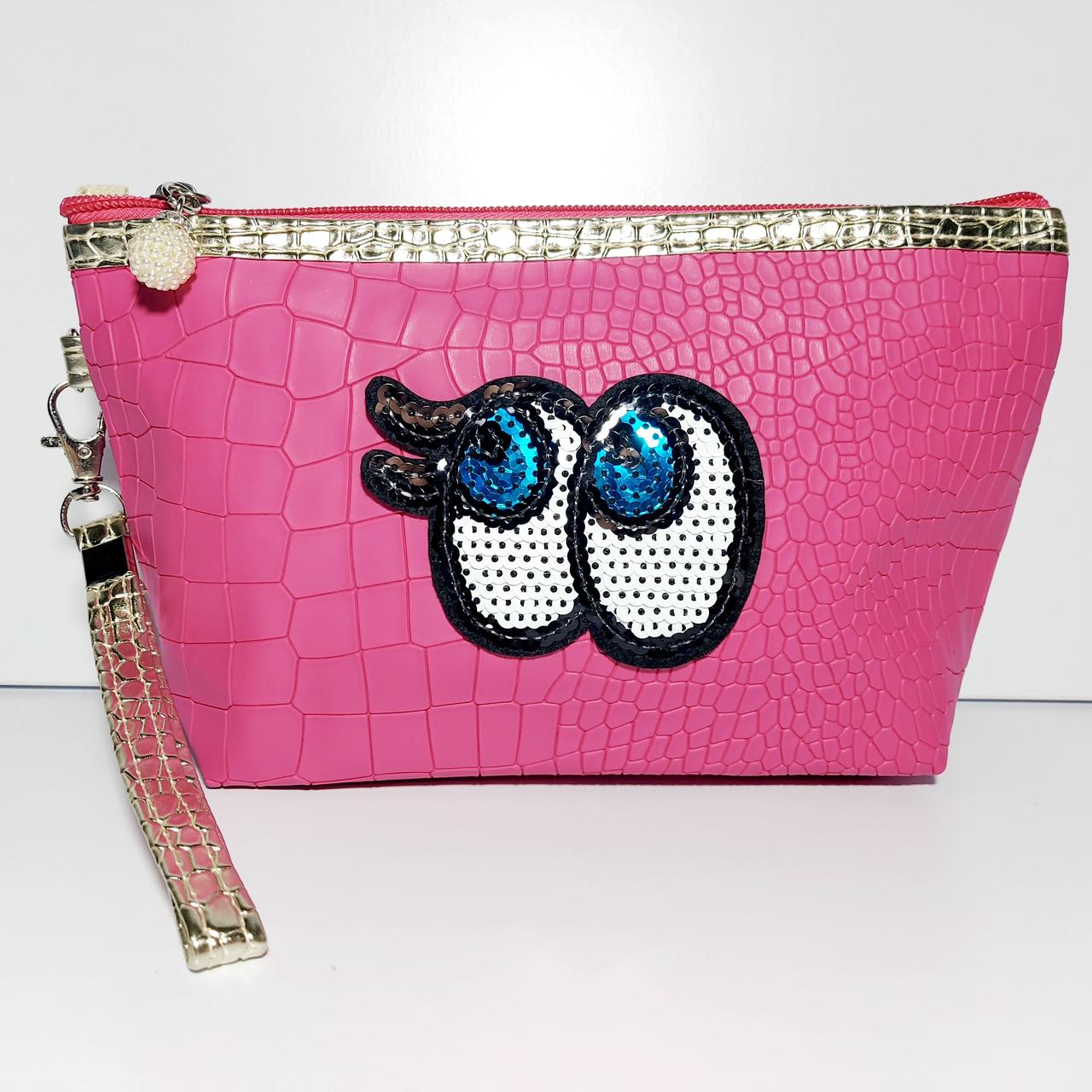 Косметичка молодіжна з ручкою малинова Око, фото 1