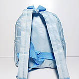 Рюкзак дитячий текстильний для дівчинки блакитний із брошами, фото 2