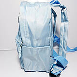 Рюкзак дитячий текстильний для дівчинки блакитний із брошами, фото 3
