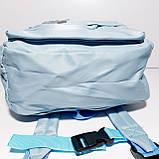 Рюкзак дитячий текстильний для дівчинки блакитний із брошами, фото 4