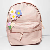 Рюкзак дитячий текстильний для дівчинки пудра з брошками