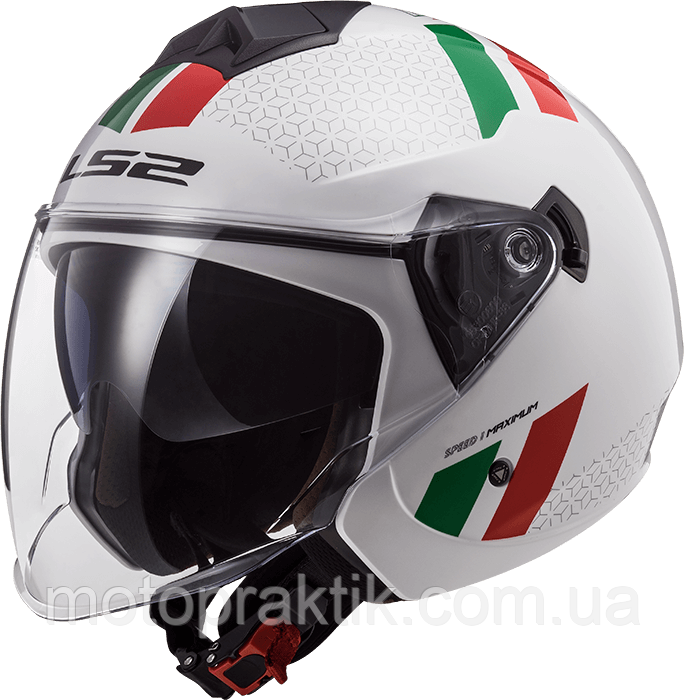 LS2 OF573 Twister 2 Combo White Green Red, XS Мотошолом лицевик з окулярами