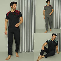 Мужская пижама футболка и штаны, домашний мужской костюм с коротким рукавом ТМ GLISA Турция