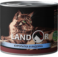 Влажный корм Landor Adult Cat Game & Turkey для взрослых котов с куропаткой и индейкой 200 г