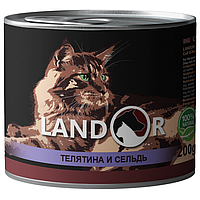 Влажный корм Landor Senior Cat Calf & Herring для пожилых котов с телятиной и сельдью 200 г