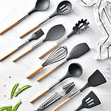 ОПТ Кухонний набір з 12 предметів Kitchen Art з бамбуковою ручкою VIP Чорний, фото 3