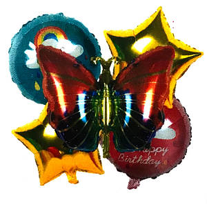 990398 Кульки фольговані набір 5 шт. метелик