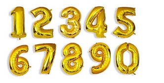 990981 Куля цифра 40д, ЗОЛОТО (ціна за 5 шт.)