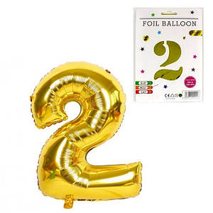 990972 Куля фольгована Цифра ЗОЛОСТО, цифра 2, розмір 32, у пакеті