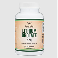 Double Wood Lithium Orotate / Литий оротат для поддержки памяти 5 мг 210 капсул