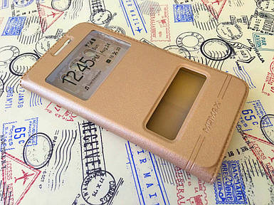 Шкіряний чохол-книжка для Samsung J710F Galaxy J7 2016 золотистий