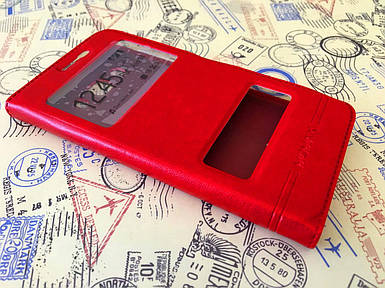 Шкіряний чохол-книжка для Samsung J710F Galaxy J7 2016 червоний