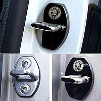 Накладка на дверний замок з емблемою SKODA (ШКОДА) Комплект 4 шт колір хром