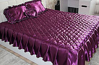 Покрывало с подушками на кровать ТЕП двуспальный размер - фиолетовое
