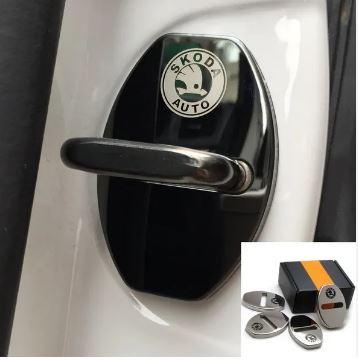 Накладка на дверний замок з емблемою SKODA (ШКОДА) Комплект 4 шт колір чорний