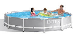 Каркасний басейн Intex Prism Frame Pool 366 x 76 см, об'єм 6 503 л від 6 років Сірий