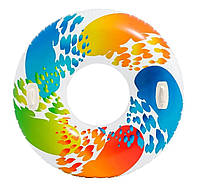 Дитячий надувний круг для плавання Intex з ручками 119 см від 8 років