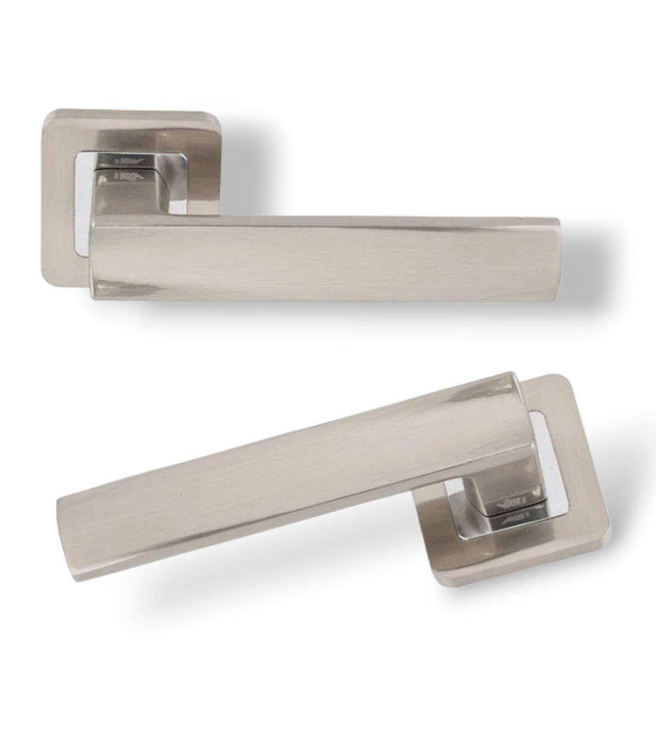 Ручки на двері міжкімнатні та вхідні RDA Cube хром/матовий нікель, фото 1