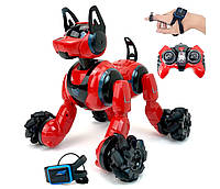 Интерактивный Робот Собака на радиоуправлении с браслетом Красный