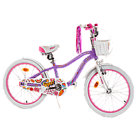 Детский велосипед для девочки 6-8 лет Corso Sweety 20 дюймов Фиолетовый с белым