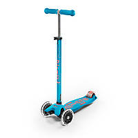 Триколісний самокат складаний Micro "Maxi Deluxe LED" з підсвічуванням коліс Аква