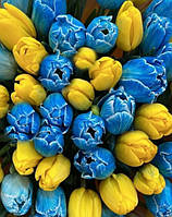 Набор Алмазная мозаика вышивка 40х50 "Желто-синие тюльпаны" (квад. стразы, полн. выкладка, на подрам.)