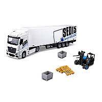 Ігровий набір Bburago Фура Mercedes-Benz Actros з навантажувачем