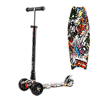 Самокат триколісний з колесами, що світяться Best Scooter Чорний Вид 3