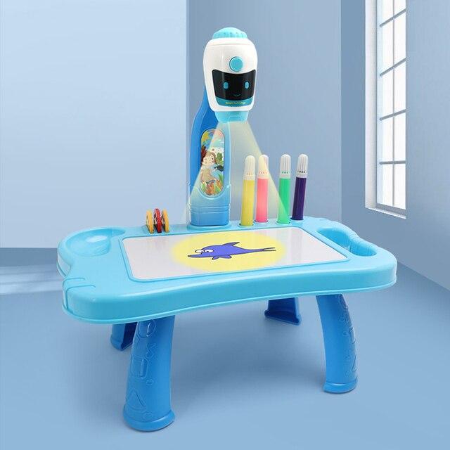 Детский столик с проектором Projection Painting Синий - фото 2 - id-p1878674889