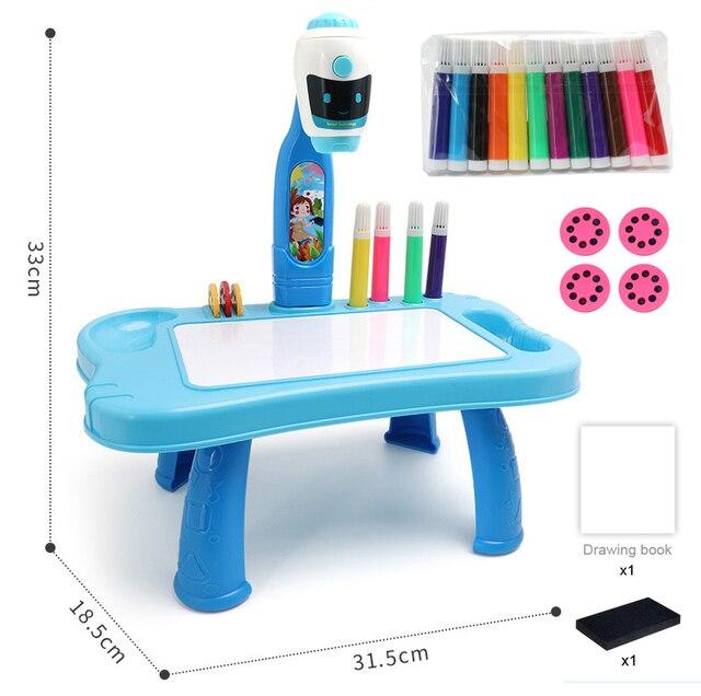 Детский столик с проектором Projection Painting Синий - фото 3 - id-p1878674889