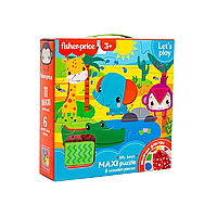 Пазлы для детей крупные 11 элементов 6 деревянных фигур Vladi Toys Fisher Price