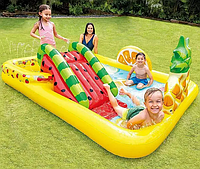 Надувний Ігровий центр Інтекс Intex 57158 Веселий фрукт 244 x 191 x 91см, з горкою, від 2-х років, об'ємом 493л