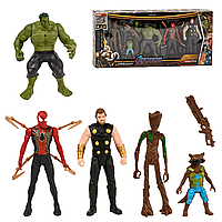 Набор фигурок Марвел Мстители 5 в 1 Marvel Avengers Человек Паук Халк Тор Грут